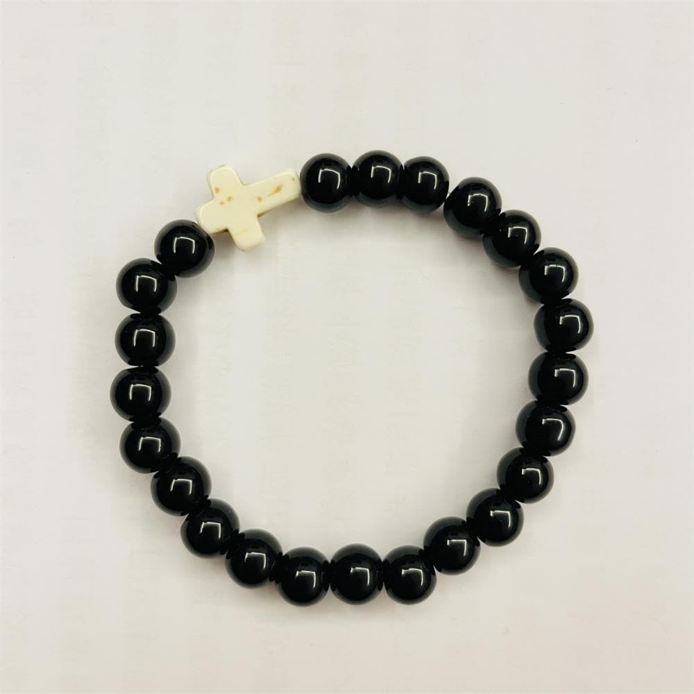 Christian Bracelet Cross Beaded Bracelets Jewelry Natural Healing Stone Inspirational Faith God Stretch Bracelet Religious Jewelry for Women Men - Image 4