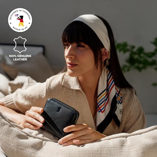 Image of BERLINER BAGS Full Grain Leather Small Wallet Women Palermo, Gift Box, Black