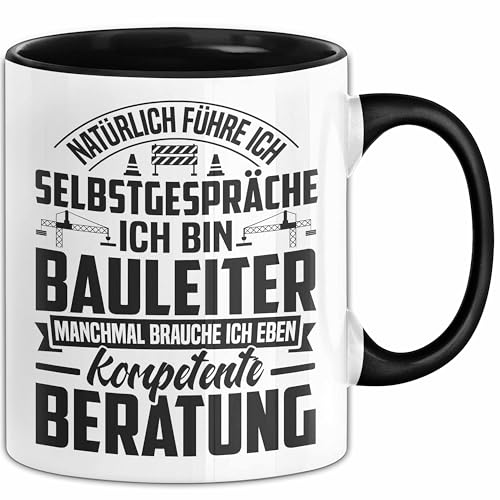 Bauleiter Tasse Geschenk Natürlich Führe Ich Selbstgespräche Baustellen-Leiter (Schwarz)