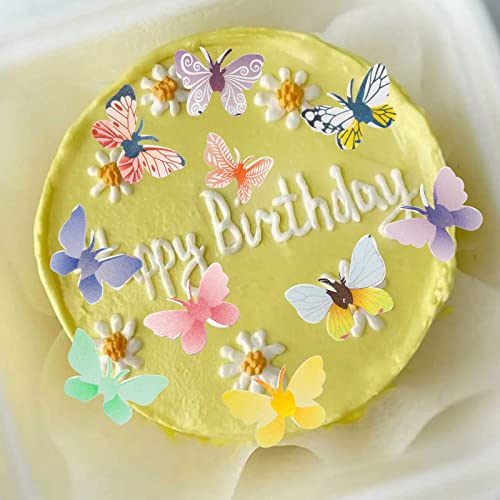 72Pcs Edible Butterfly Cake Topper, Butterfly Cupcake Toppers, Colorful Wafer Paper Butterfly Cake Decorations For Wedding Birthday Baby Shower Party Supplies Food Decoration #TOP1