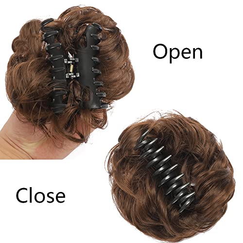 Qiaoruixin Claw Clip In Hair Bun Messy Curly Clip In Claw Hair Hairpieces Combs Add Ponytail Hair Pieces Synthetic Hair Extensions For Women(Light Brown) #TOP2