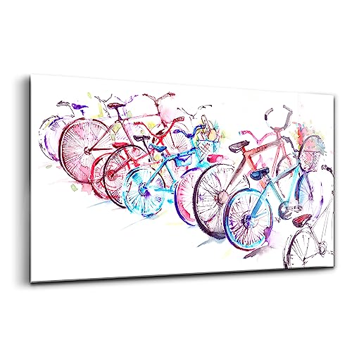 Image verre coloré Wallfluent vélos pour dynamiser la déco du salon
