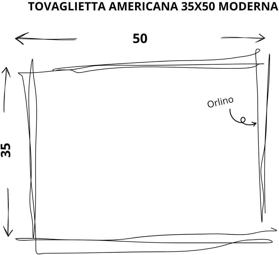– American Placemat 100% Pure Linen, Made in Italy, Minimalist Modern Design, Optical White, 35 × 50 cm (14 × 20 in)