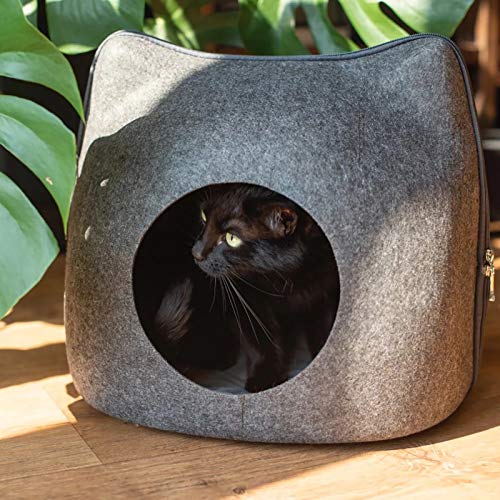 Panier de maison pour chat lavable et stable en feutre marron