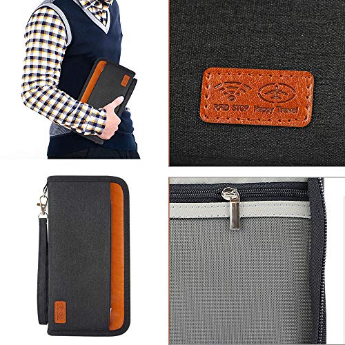 Carteira de viagem, porta-passaporte familiar com bloqueio de RFID, porta-passaporte, dinheiro, orga