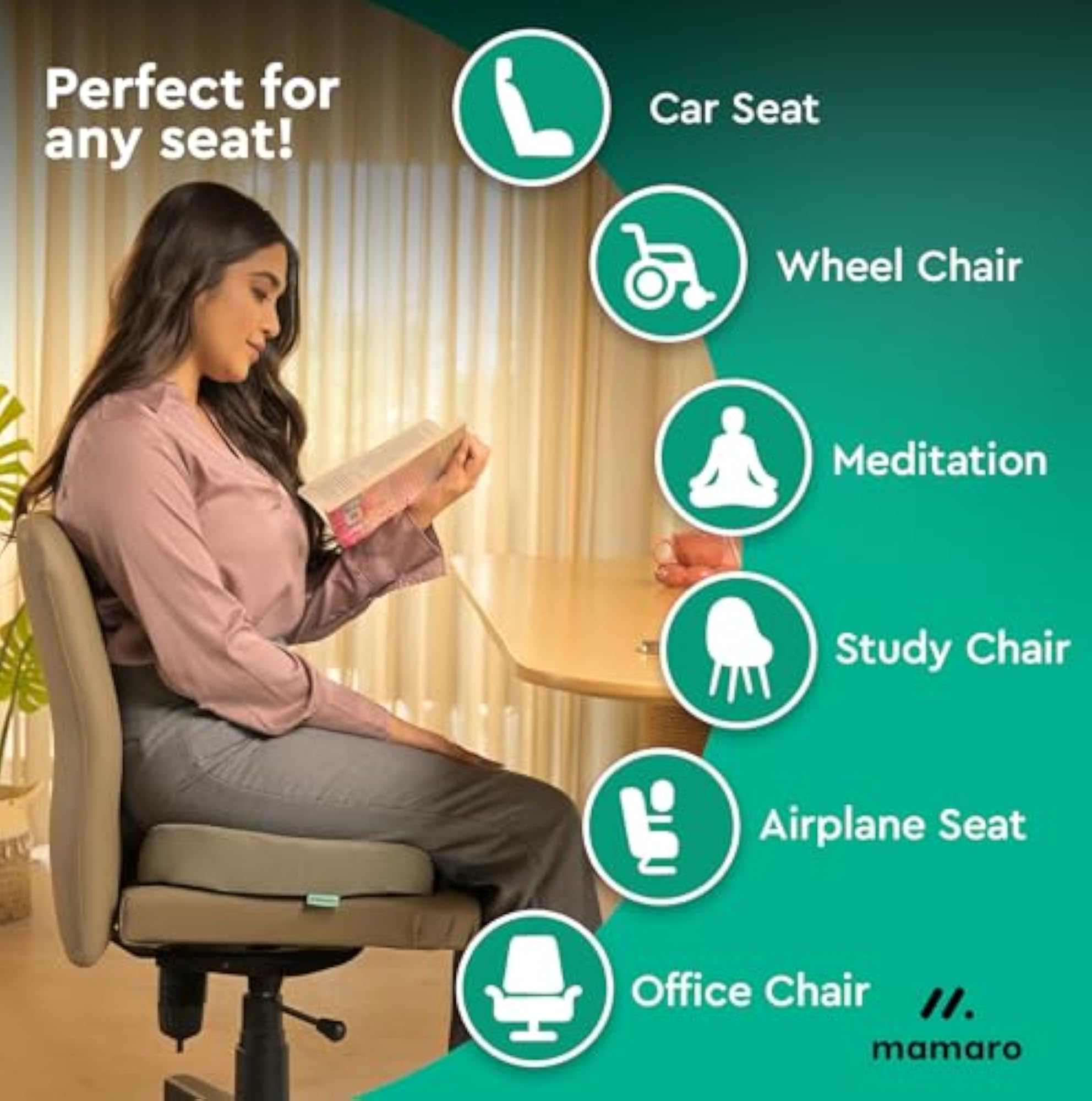 Coccyx Seat Cushion for Tailbone & Back Pain Relief