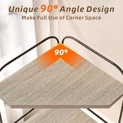 Image of Corner Bathroom Counter Organizer, 3-Tier Wood Countertop Organizer for Perfume, Makeup Storage, Skincare Organizers for Vanity, Counter Corner Shelf for Kitchen, Bathroom, Dresser (Grey)