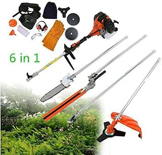 AAWWMI 52CC 6 in 1 Petrol Hedge Trimmer Pruning Chainsaw Cutter Grass Trimmer
