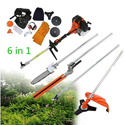 AAWWMI 52CC 6 in 1 Petrol Hedge Trimmer Pruning Chainsaw Cutter Grass Trimmer