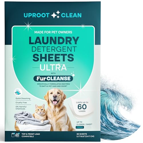Uproot Clean Pet Laundry Detergent Sheets Ultra, Fresh Scent,Up to 60 Loads