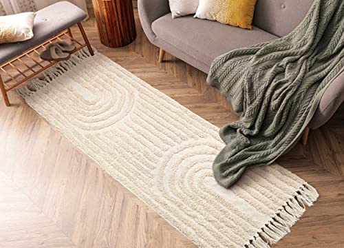 Nymphia Boho Runner Rug 2X6 - Beige Hallway Rug Runner Washable Woven Tufted Rugs With Tassels For Kitchen Bathroom Bedroom Living Room Decor #TOP6