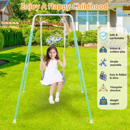 Image of 4 in 1 Toddler Swing Set & Baby Jumper, Foldable Swing Set for Backyard