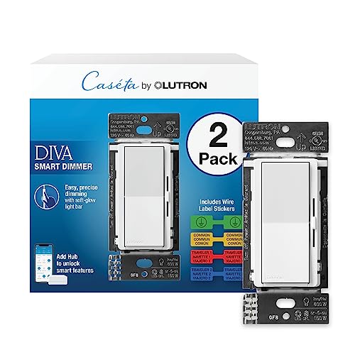 Lutron Caseta Diva Smart Dimmer Switch (Smart Hub Required), No Neutral Req