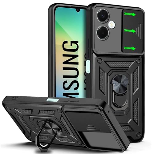 Image of AESTMO Tough Armor Samsung Galaxy A06 5G Bumper Back Case Cover | Ring Holder & Sliding Camera Shield Cover | 360 Degree Protection Back Case Cover for Samsung Galaxy A06 5G (Black)