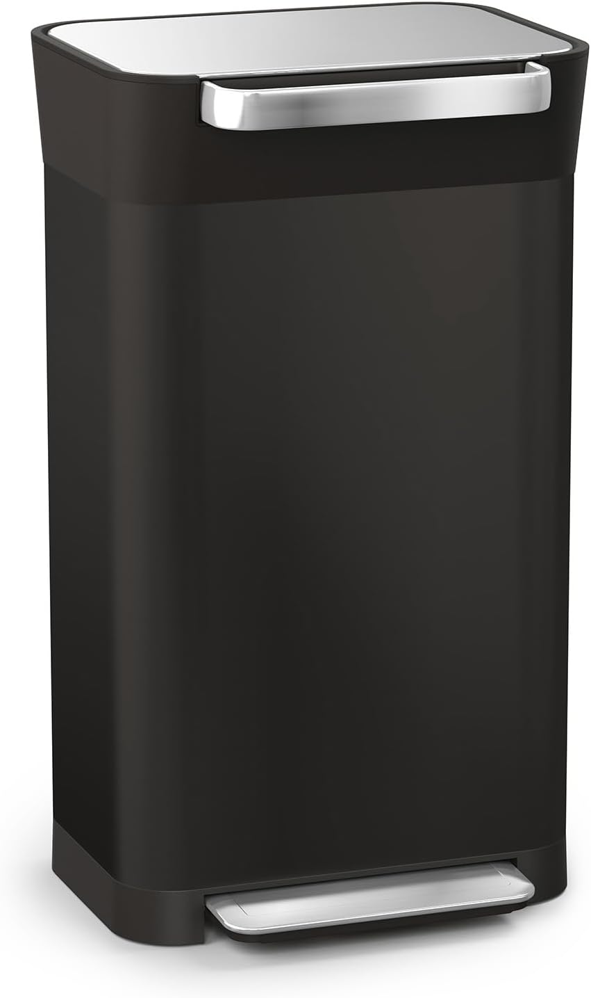 Joseph Joseph Intelligent Waste Titan Trash Can Compactor with Odor Filter, Compacts up to 3x trash, 30L/7.9 Gallons, Black