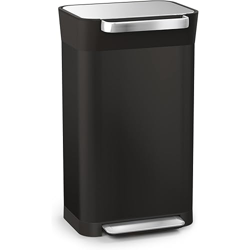 Joseph Joseph Intelligent Waste Titan Trash Can Compactor with Odor Filter, Compacts up to 3X Trash, 30L/7.9 Gallons, Black