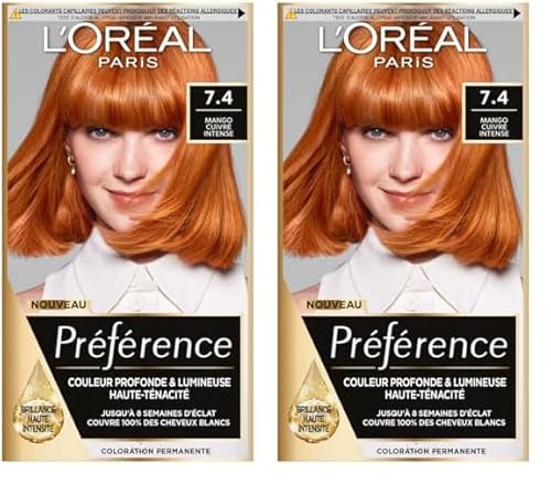 'Oréal Paris Préférence Coloration Permanente Cheveux Nuance : Dublin Mango 7.4 Lot de 2