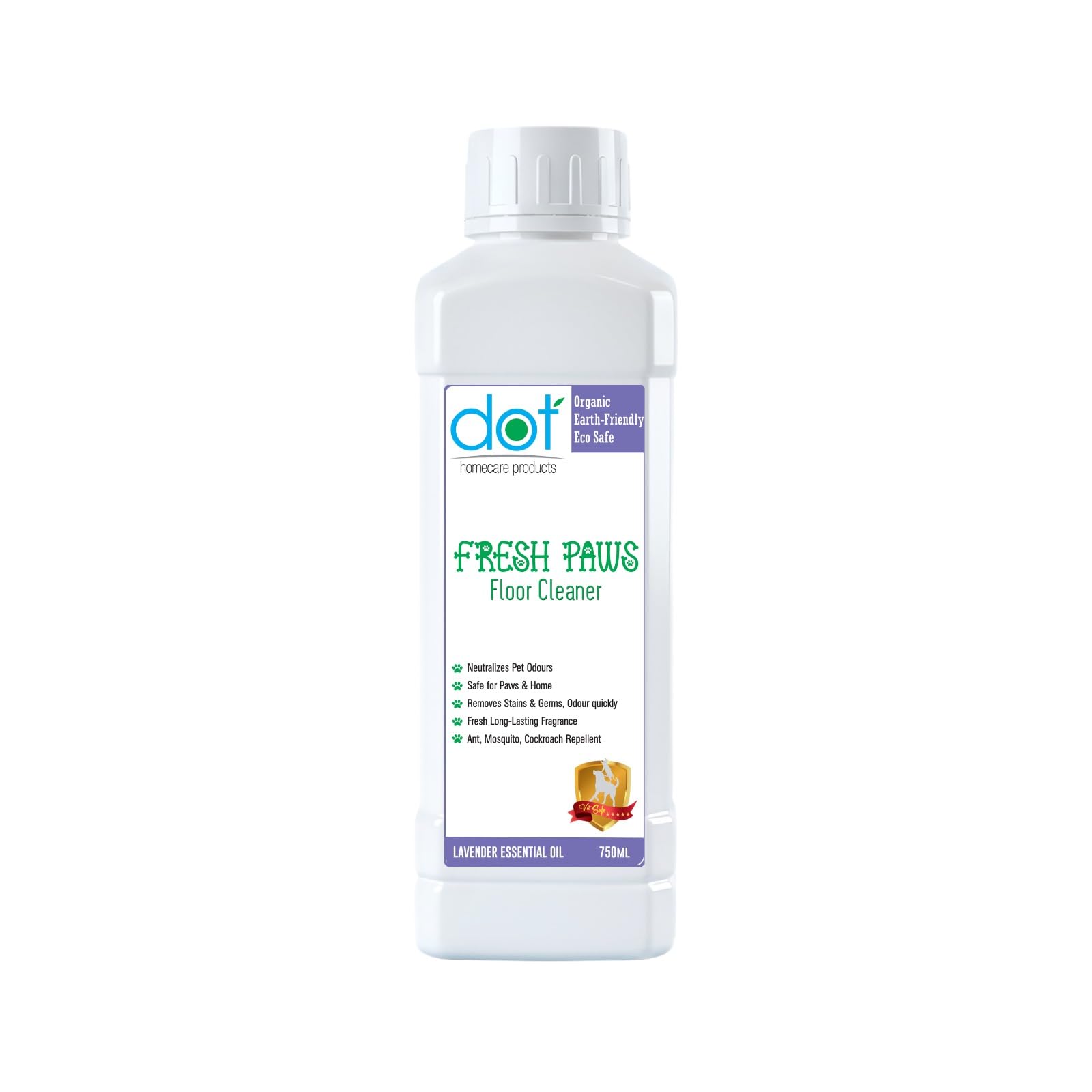 DOT Floor Cleaner, Stain And Odour Eliminator 750mL for Kids & Pets Mess Enzymatic Formula For Tough Messes - 100% Eco Friendly & Bio-Degradable, Insect Repellent - A product from a serious pet lover