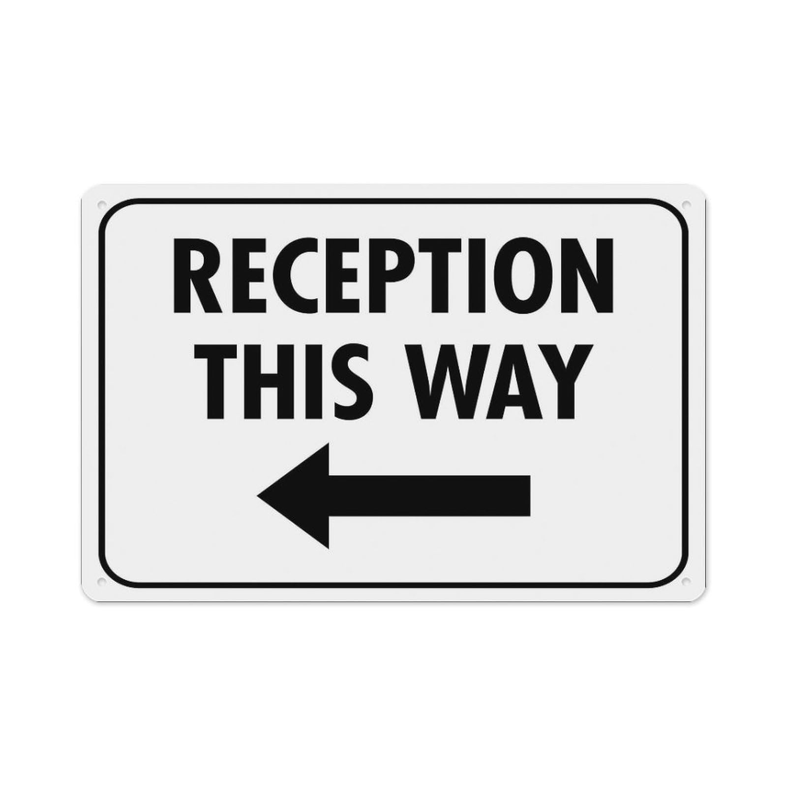 Peiyeety A04 Reception This Way Left Arrow Sign Aluminum Tin Warning Signs For Home Outdoor Garden 12X16 Inches