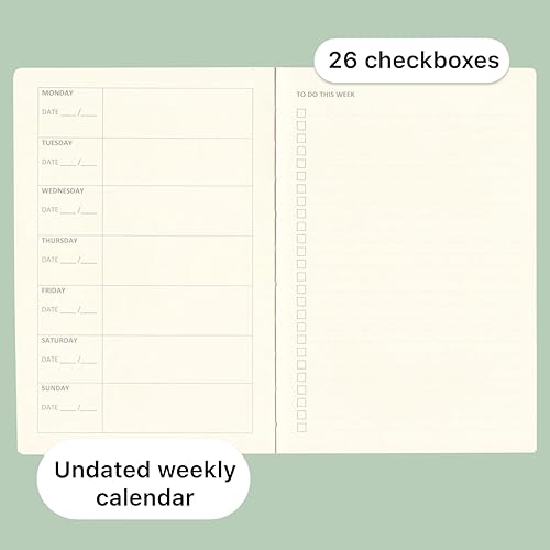 Miniatura 4 de Cuaderno de agenda semanal con lista de pendientes de Ricco Bello, para uso con pluma fuente, cierre de banda elástica, bolsillo de almacenamiento,