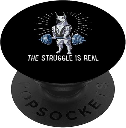 Struggle Is Real Dogo Argentino Deadlift Fitness PopSockets Standard PopGrip disponible en Yaxa Peru
