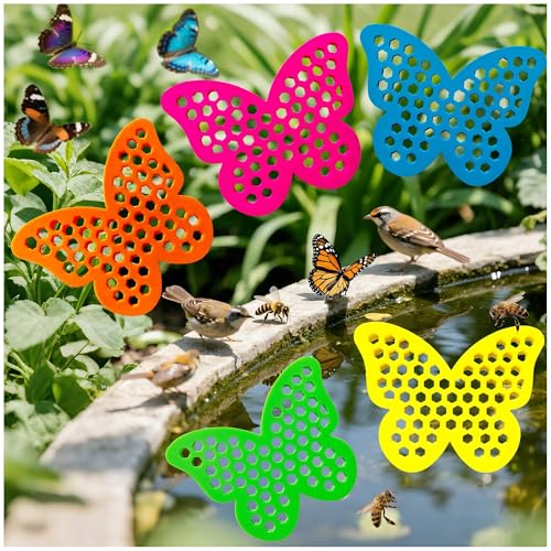 Floating Bee Island Watering Station - 5 Pack, Bee-Friendly EVA Foam, No Sinking, ​Drowning-Proof, Fade-Proof, Pre-Cut, Birdbath, Pools & Garden Hydration Solution for Pollinators (Butterfly)