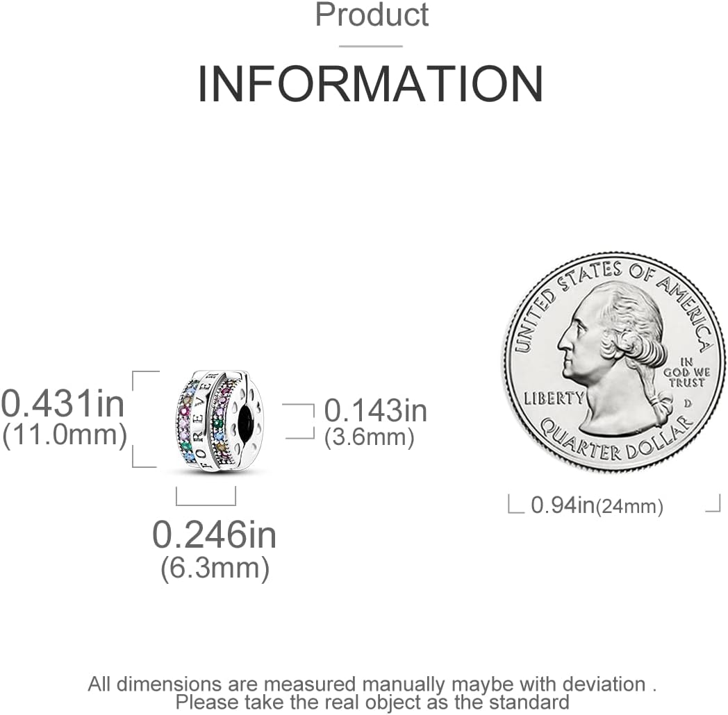 Parmuz Clip Spacer Charm for Bracelet 925 Sterling Silver Pave Cubic Zirconia Lock Stopper Bead Star Moon Evil Eye Jewelry Charm for Woman - Image 4