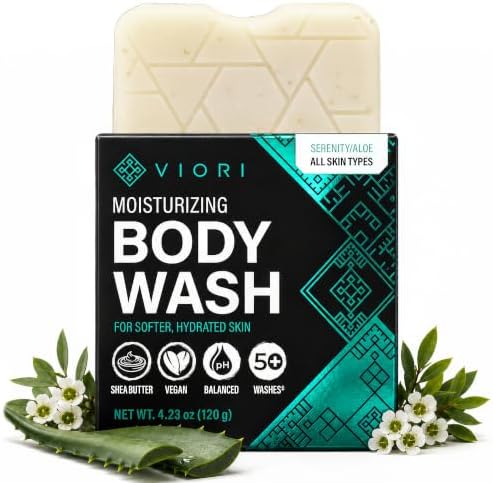 Viori Body Wash Bar Soap - Rice Water, Natural Aloe Scent, Serenity