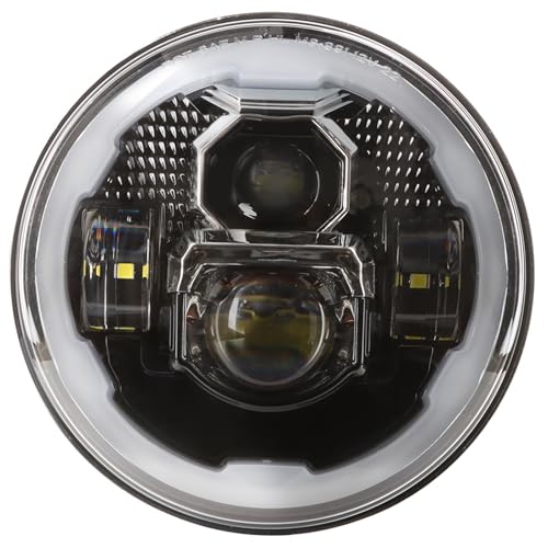 Phare 7 pouces avec DRL et antibrouillards longue portée style Cyberpunk chrome pour moto Harley