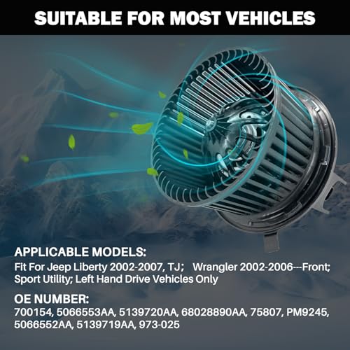 Image of 700154 AC Heater Blower Motor Fan Assembly Fit for Jeep Liberty 2002-2007 ,Wrangler 2002-2006 5066553AA, 68028890AA