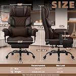Vonesse Office Chair, Gaming Chair with Soft Adjustable Armrests, High Back Desk Chair with Lumbar Support, Executive Computer Chairs with Footrest (PU Leather, Brown)