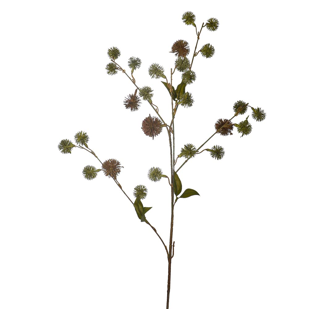 YataiPack of 4 pcs Artificial Globe Thistle Flower Ball, Holly Christmas Berries Stems for Christmas Tree Decorations, Crafts, Holiday and Home Decor-Green