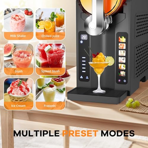 Image of Garvee Slushie Machine for Home No Ice Needed, Frozen Drink Maker with LED Display & 6 Pre-Set Programs, Self-Cleaning Function 88 oz Large Capacity for Frozen Margaritas,Frappes,Ice Cream,