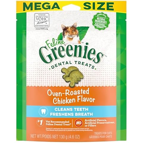 Greenies Feline Adult Natural Dental Care Cat Treats, Oven Roasted Chicken Flavor, 4.6 oz. Pouch Cover