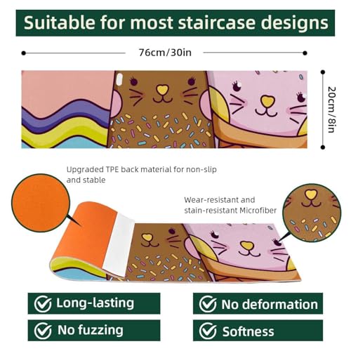 Alfombra antideslizante infantil de gatitos para proteger peldaños de madera en el hogar 5