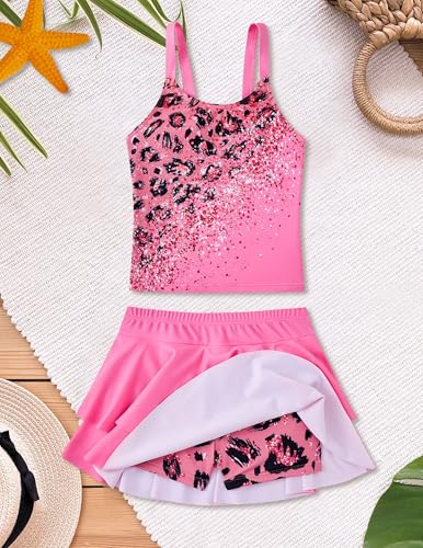 Image of ALISISTER Girls Tankini Swimsuit Two Piece Bathing Suits Summer Beach Swimwear with Shorts for 7-12 Years