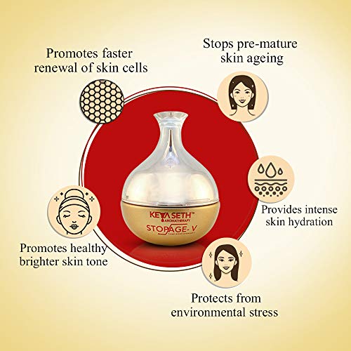 Image of KEYA SETH AROMATHERAPY Stopage V - Anti Ageing Treatment- Vitamins B2, B3(Niacinamide), B5, C, E, Hyaluronic Acid, Alpha Arbutin, Anti Ageing Night Cream For Men & Women
