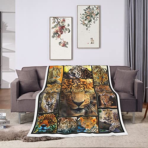 Leopard Blanket, Wild Animal Throw Blankets, Ultra Soft Lightweight Plush Flannel Throws For Men Women Boys Girls Kids 60"X50" #TOP4