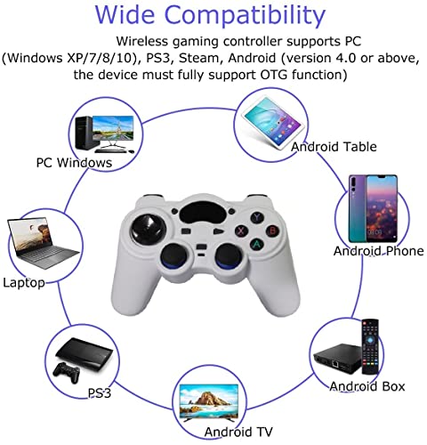 2 Pack Usb Wireless Gaming Controller For Pc/Laptop Computer (Windows Xp/7/8/10)/ Android / Ps3 & Steam Joystick Gamepad For Pc Games Controller Compatible Android (Red+White) #TOP4