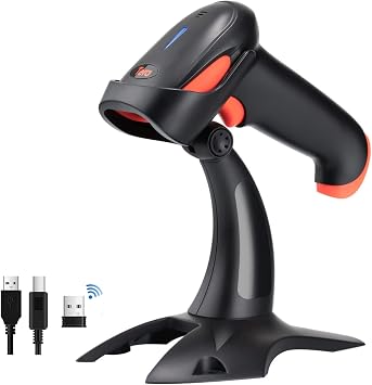 Tera Barcode Reader Wireless Bluetooth USB Wired Wireless QR Code 2D 1D Japanese QR Code LCD Screen Code Compatible Scan Time Extendable Global Shutter Stand Included Hands-Free Auto Scan PSE