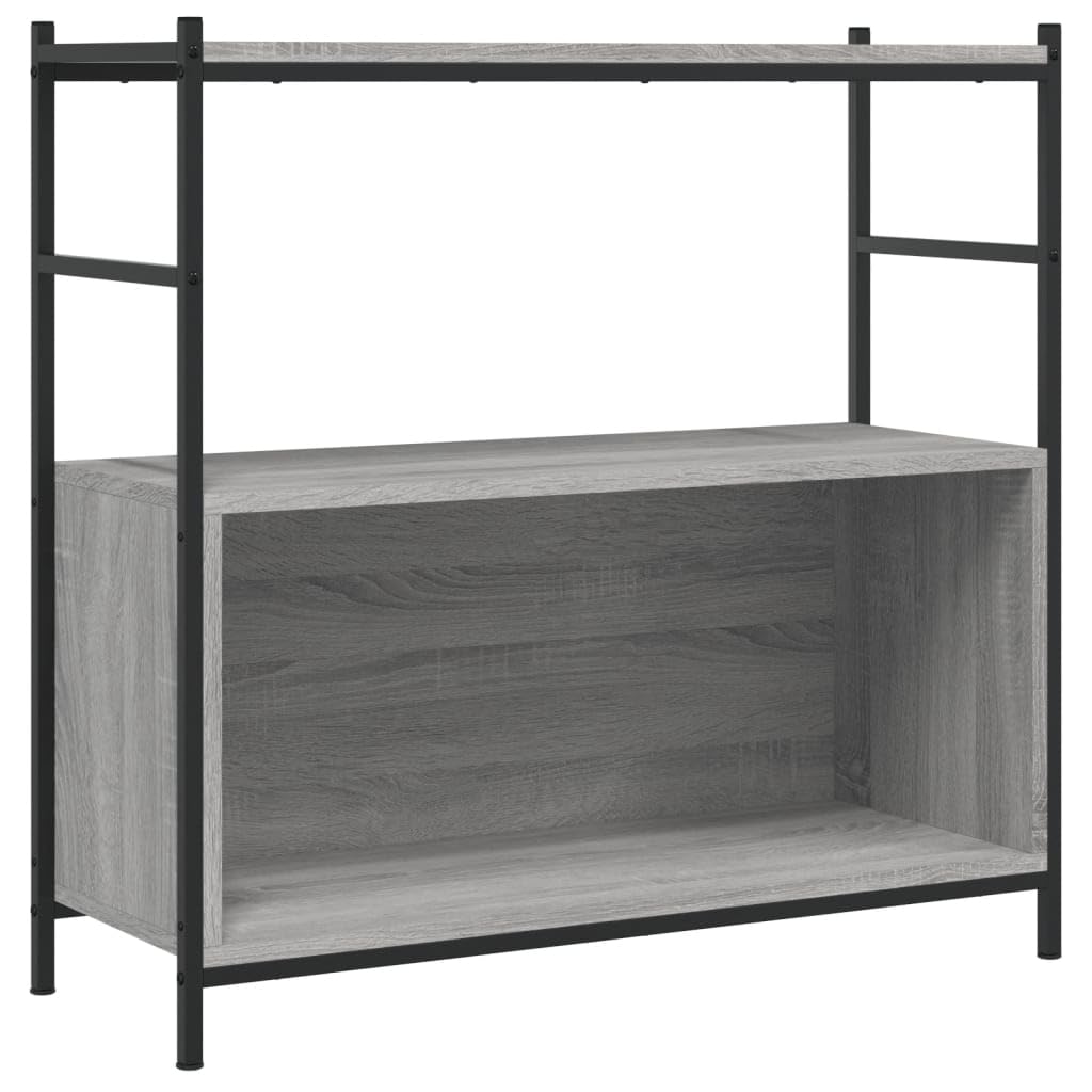 Estantería gris Sonoma 80 x 30 x 78,5 cm, estantería de pie de madera y hierro, estable estantería de oficina de estilo industrial, robusta estantería de salón para libros y decoración
