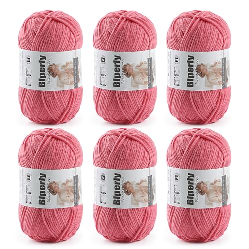 Image of Skinny Chenille Yarn for Crocheting and Knitting, 6 Pack of 50g /158yds - 948yd Total, Soft Fluffy Yarn for Crochet Amigurum & Baby Blankets, Thin Chenille #2 Plush Crochet Yarn (6, Hot Pink)
