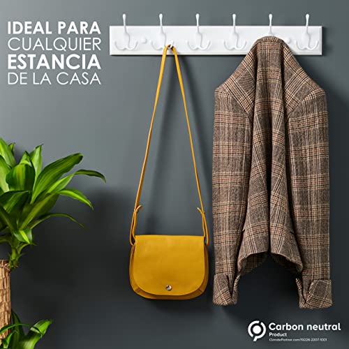 Miniatura 4 de Larhn Perchero Pared Blanco - 6 Colgadores Triples - 59 Cm - Percheros Pared De Diseño Para Recibidores, Entradas, Dormitorios Modernos, Habitaciones Infantiles Y Baños