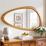 Wiserset Irregular Wall Mirror, 28x48 Inch Asymmetrical Mirror, Abstract Mirrors with Pine Wooden Frame for Entryway, Bathroom, Living Room, Bedroom