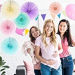 ANSOMO Pastel Rainbow Paper Fans Party Decorations Colorful Ice Cream Easter Macaron Wall Hanging Light Pink Blue Purple Mint Peach Ivory Décor Birthday Wedding Bridal Baby Shower Classroom Supplies - Image 5