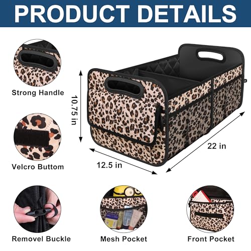 Image of Deosk Trunk Organizer and Storage with Reinforced Handles,Car Accessories for Women /Men 50L Waterproof Polyester Trunk Organzier for Car /SUV /Minivan /Truck(Medium,Leopard print)