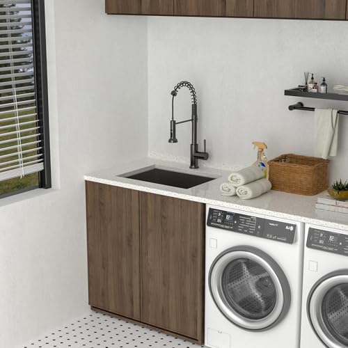 Lordear 24x18x12 Inch Black Laundry Sink Undermount T304 16 Gauge Stainless Steel Deep Laundry Room Utility Sinks Handmade Under Counter Basin 24" x 19" x 12" by Lordear - Used condition - Image 2