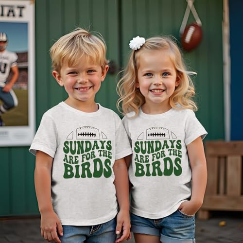 Ritatte Toddler Boy Girl Football Game Day Shirt Sundays are for The Birds T-Shirt Kids Funny Football Fans Gifts Tees Tops(Gray,3-4T(100)) — view 2