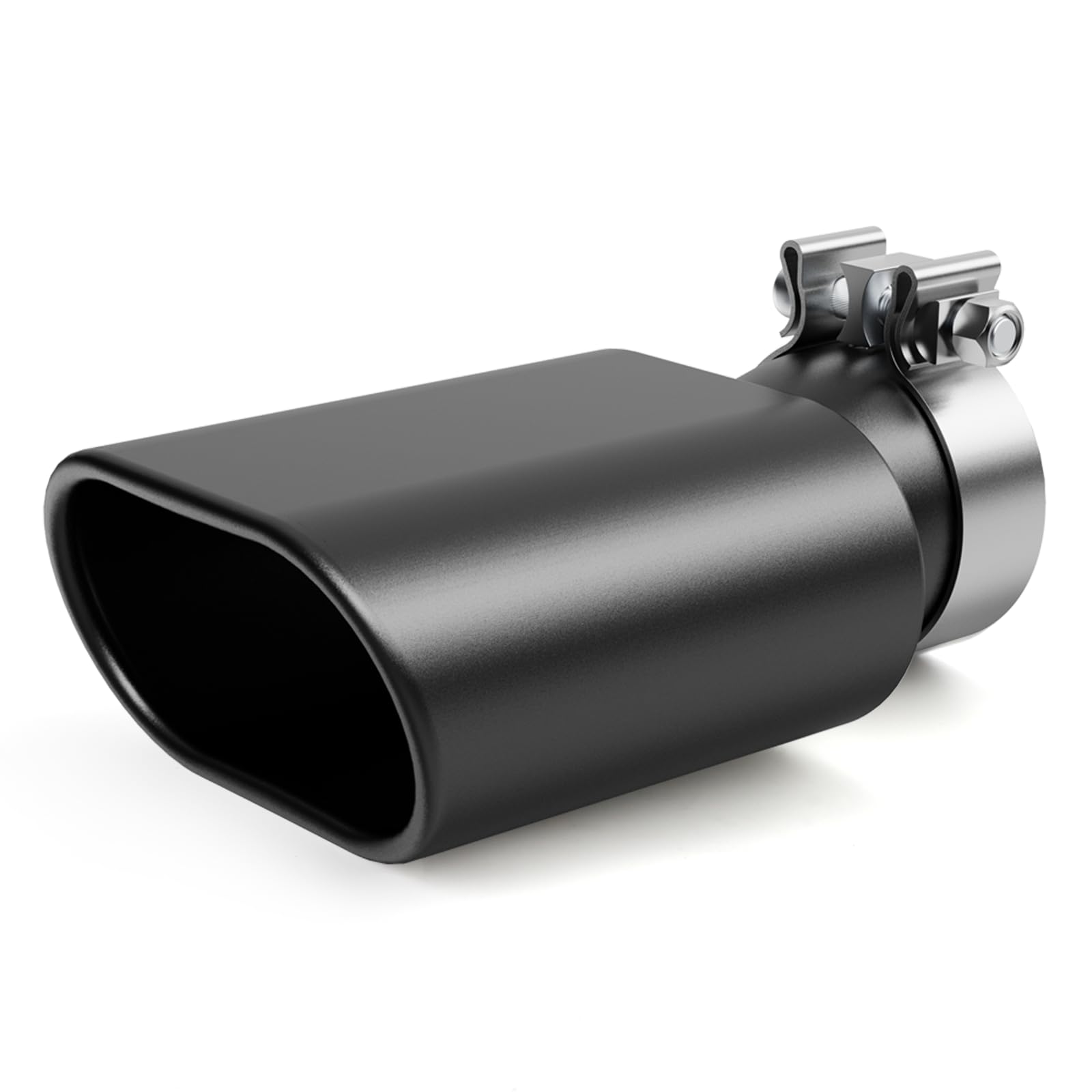 LCGP 3" Square Exhaust Tip 3" to 3" x 5.5"" Diesel Exhaust Tip,12" Overall Length Clamp On Design Truck Tail Tip Rolled Angle Cut Design Black