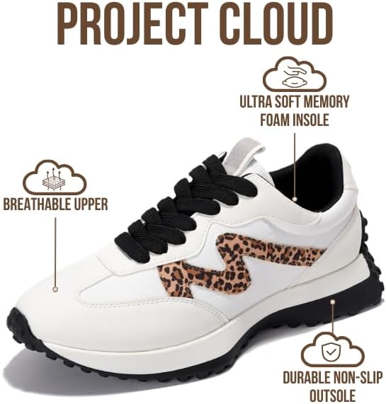 Project Cloud Trendy Fashion Sneakers for Women 2026 - Memory Foam and Non-Slip Comfortable Casual Ladies Shoes for Womens Fashion Sneakers - Lightweight Lace-up Shoes (Lecco) - Image 2